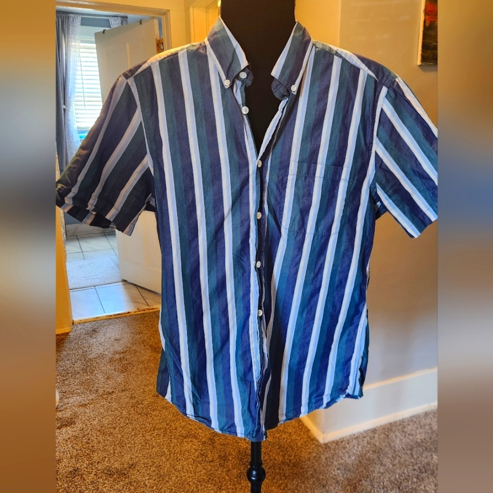 PORTUGUESE FLANNEL Size M Mens Multi Color Print Short Sleeve Button Up, Small